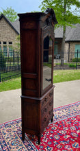 Load image into Gallery viewer, Antique French Vitrine Over Chest of Drawers Bonnetiere Bookcase Oak Carved 19C