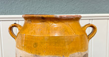 Load image into Gallery viewer, Antique French Country Confit Pot Pottery Jug Glazed Ochre Yellow Large