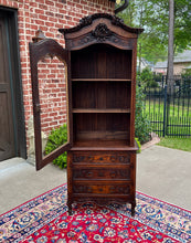 Load image into Gallery viewer, Antique French Vitrine Over Chest of Drawers Bonnetiere Bookcase Oak Carved 19C