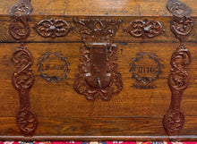 Load image into Gallery viewer, Antique Danish Dome Top Trunk Chest Blanket Box Storage Coffer Oak Mid 19th C