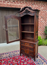 Load image into Gallery viewer, Antique French Vitrine Over Chest of Drawers Bonnetiere Bookcase Oak Carved 19C