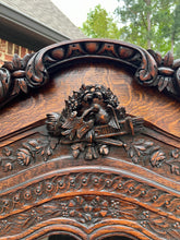 Load image into Gallery viewer, Antique French Vitrine Over Chest of Drawers Bonnetiere Bookcase Oak Carved 19C