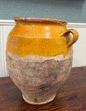 Load image into Gallery viewer, Antique French Country Confit Pot Pottery Jug Glazed Ochre Yellow Large