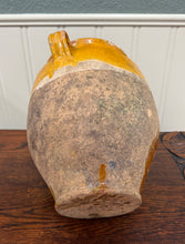 Load image into Gallery viewer, Antique French Country Confit Pot Pottery Jug Glazed Ochre Yellow Large