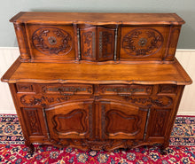 Load image into Gallery viewer, Antique French Buffet Sideboard Server Cupboard Panetiere Highly Carved Oak
