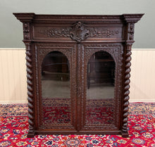 Load image into Gallery viewer, Antique French Louis XIII Style Bookcase Display Cabinet Barley Twist Oak c.1880