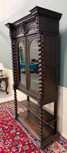 Load image into Gallery viewer, Antique French Louis XIII Style Bookcase Display Cabinet Barley Twist Oak c.1880