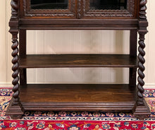 Load image into Gallery viewer, Antique French Louis XIII Style Bookcase Display Cabinet Barley Twist Oak c.1880