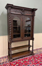 Load image into Gallery viewer, Antique French Louis XIII Style Bookcase Display Cabinet Barley Twist Oak c.1880