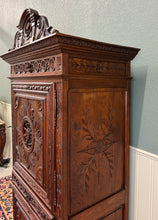Load image into Gallery viewer, Antique French Breton Armoire Wardrobe Linen Cabinet Double Doors Drawer c. 1900