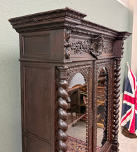 Load image into Gallery viewer, Antique French Louis XIII Style Bookcase Display Cabinet Barley Twist Oak c.1880