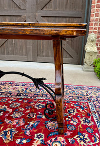 Mid-Century Spanish Catalan Table Sofa Hall Entry Console Table Oak Iron 82.5" W