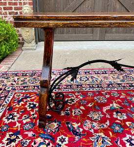 Mid-Century Spanish Catalan Table Sofa Hall Entry Console Table Oak Iron 82.5" W