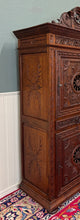 Load image into Gallery viewer, Antique French Breton Armoire Wardrobe Linen Cabinet Double Doors Drawer c. 1900