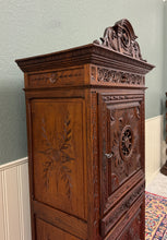 Load image into Gallery viewer, Antique French Breton Armoire Wardrobe Linen Cabinet Double Doors Drawer c. 1900