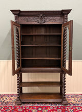 Load image into Gallery viewer, Antique French Louis XIII Style Bookcase Display Cabinet Barley Twist Oak c.1880