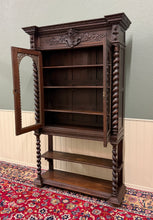 Load image into Gallery viewer, Antique French Louis XIII Style Bookcase Display Cabinet Barley Twist Oak c.1880