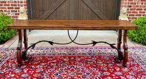 Mid-Century Spanish Catalan Table Sofa Hall Entry Console Table Oak Iron 82.5" W