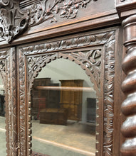 Load image into Gallery viewer, Antique French Louis XIII Style Bookcase Display Cabinet Barley Twist Oak c.1880