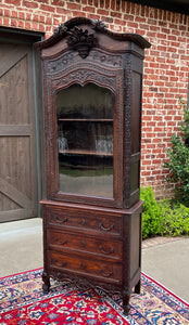 Antique French Bonnetierre Vitrine Bookcase Over Chest of Drawers Oak 19th C.