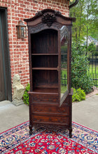 Load image into Gallery viewer, Antique French Bonnetierre Vitrine Bookcase Over Chest of Drawers Oak 19th C.