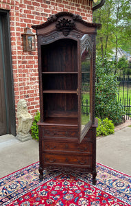 Antique French Bonnetierre Vitrine Bookcase Over Chest of Drawers Oak 19th C.