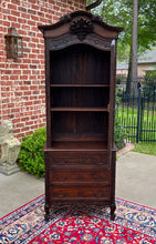 Load image into Gallery viewer, Antique French Bonnetierre Vitrine Bookcase Over Chest of Drawers Oak 19th C.