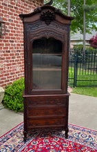 Load image into Gallery viewer, Antique French Bonnetierre Vitrine Bookcase Over Chest of Drawers Oak 19th C.