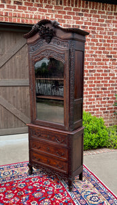 Antique French Bonnetierre Vitrine Bookcase Over Chest of Drawers Oak 19th C.