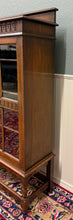 Load image into Gallery viewer, Antique English Jacobean Bookcase Bookshelf Cabinet Triple Glass Door Oak c1930s