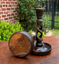 Load image into Gallery viewer, Antique English Open Barley Twist Candlesticks Candle Holders Oak PAIR 9&quot; Tall