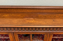 Load image into Gallery viewer, Antique English Jacobean Bookcase Bookshelf Cabinet Triple Glass Door Oak c1930s