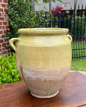 Load image into Gallery viewer, Antique French Country Confit Pot Pottery Jug Glazed Greenish Yellow Large #2