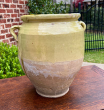 Load image into Gallery viewer, Antique French Country Confit Pot Pottery Jug Glazed Greenish Yellow Large #2