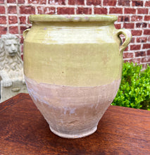 Load image into Gallery viewer, Antique French Country Confit Pot Pottery Jug Glazed Greenish Yellow Large #2