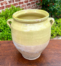 Load image into Gallery viewer, Antique French Country Confit Pot Pottery Jug Glazed Greenish Yellow Large #2