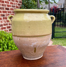 Load image into Gallery viewer, Antique French Country Confit Pot Pottery Jug Glazed Greenish Yellow Large #2