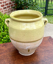 Load image into Gallery viewer, Antique French Country Confit Pot Pottery Jug Glazed Greenish Yellow Large #2