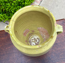 Load image into Gallery viewer, Antique French Country Confit Pot Pottery Jug Glazed Greenish Yellow Large #2