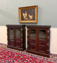 Load image into Gallery viewer, Antique French Pair of Renaissance Carved Bookcases Display Cabinets Oak c.1900