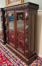 Load image into Gallery viewer, Antique French Pair of Renaissance Carved Bookcases Display Cabinets Oak c.1900