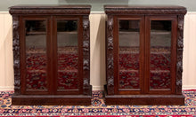 Load image into Gallery viewer, Antique French Pair of Renaissance Carved Bookcases Display Cabinets Oak c.1900