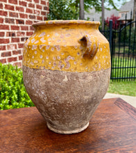 Load image into Gallery viewer, Antique French Country Confit Pot Pottery Jar Jug Glazed Yellow Ochre Large #1
