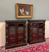 Load image into Gallery viewer, Antique French Pair of Renaissance Carved Bookcases Display Cabinets Oak c.1900