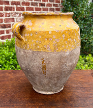Load image into Gallery viewer, Antique French Country Confit Pot Pottery Jar Jug Glazed Yellow Ochre Large #1