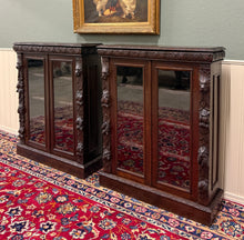 Load image into Gallery viewer, Antique French Pair of Renaissance Carved Bookcases Display Cabinets Oak c.1900