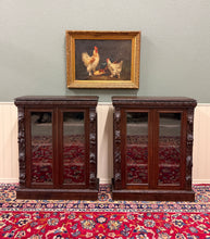 Load image into Gallery viewer, Antique French Pair of Renaissance Carved Bookcases Display Cabinets Oak c.1900