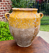 Load image into Gallery viewer, Antique French Country Confit Pot Pottery Jar Jug Glazed Yellow Ochre Large #1