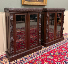 Load image into Gallery viewer, Antique French Pair of Renaissance Carved Bookcases Display Cabinets Oak c.1900