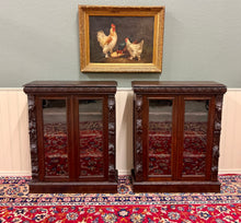 Load image into Gallery viewer, Antique French Pair of Renaissance Carved Bookcases Display Cabinets Oak c.1900